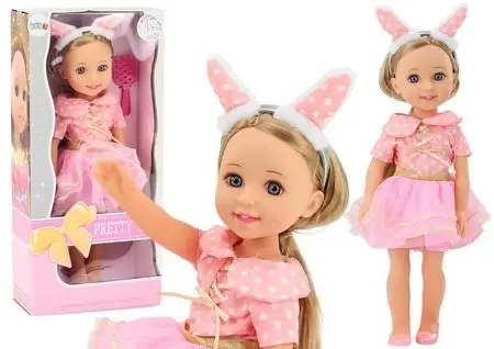 Lalka w różowej sukience 38cm - Leantoys