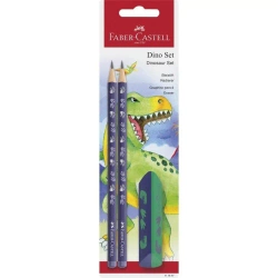 Zestaw szkolny Dinozaur 2 ołówki + gumka - Faber Castell