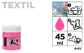 Farba do tkanin 45ml różowa (6szt) - Artix