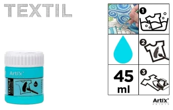 Farba do tkanin błękit turkusowy 45ml (6szt) - Artix