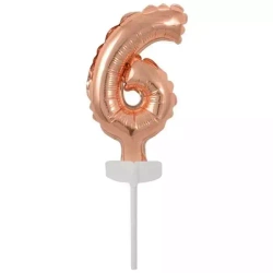 Balon foliowy mini cyfra 6 różowe złoto 7x12cm