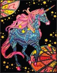Kolorowanka Welwetowa Colorvelvet 47x35 cm Jednorożec Zodiak + 12 flamastrów Carioca - Stepp Sp.z.o.o