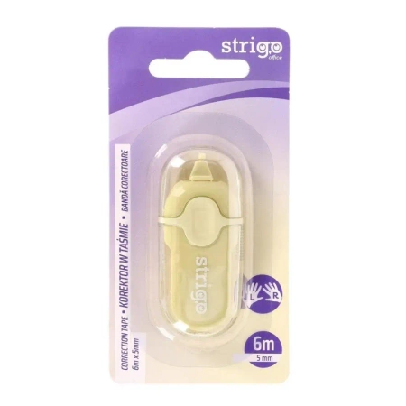 Korektor w taśmie MINI - STRIGO - 5mm x 6m - obudowa: pastelowy ŻÓŁTY