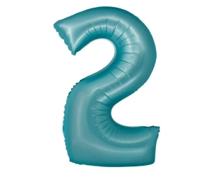 Balon foliowy Smart cyfra 2 niebieski matowy 76cm - Godan