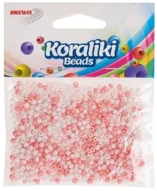Koraliki akrylowe do nawlekania białe różowe 35mm - Brewis