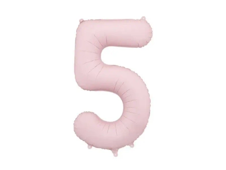 Balon foliowy cyfra 5 86cm jasny różowy - PartyDeco