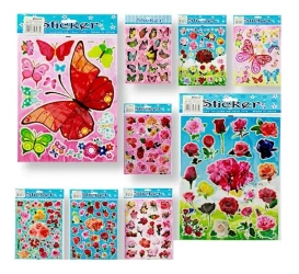 Naklejki laser kwiaty i motyle 20x25mm MIX - Penword