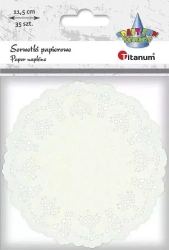 Serwetki papierowe okrągłe 11,5cm, białe, 35szt.