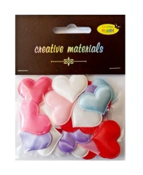 Aplikacje materiałowe serca 3cm 30szt MIX - Galeria Hobby