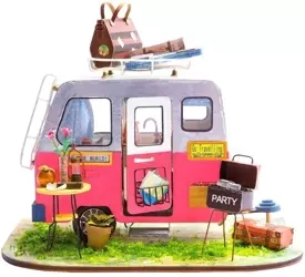 Składany Drewniany Model LED Camper - Nice Idea