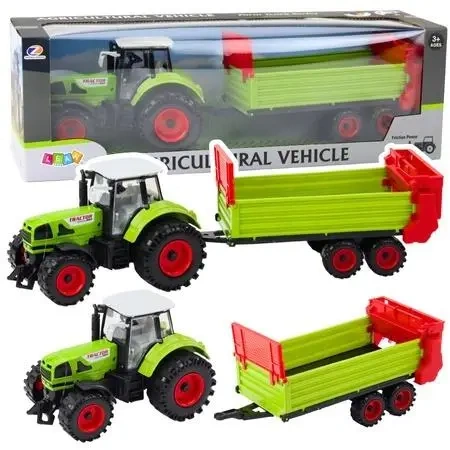 Traktor z przyczepką na napęd frakcyjny zielony - Leantoys