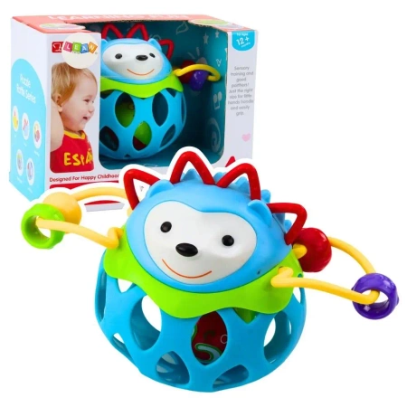 Piłka miękka jeż z grzechotką niebieska - Leantoys