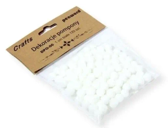Dekoracje pompony 1cm białe 120szt - Penword