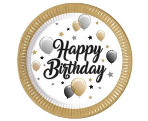Talerzyki papierowe Happy Birthday 23cm 8szt - Godan