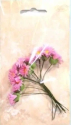 Kwiatki papierowe margerytki różowe wiązka 10szt - Galeria Hobby