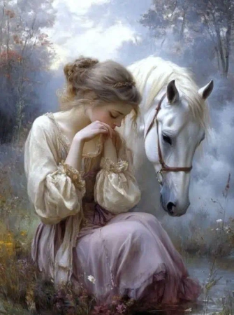 Diamentowa Mozaika Kobieta z koniem we mgle NO-2003014 - Norimpex