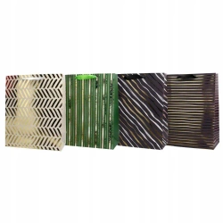 Torba prezentowa 26x32 pasy, granat, zieleń