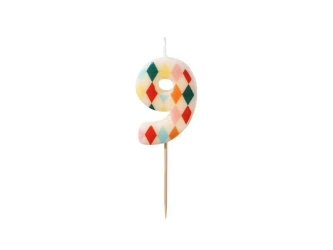 Świeczka urodzinowa 9 romby 5,5cm - PartyDeco