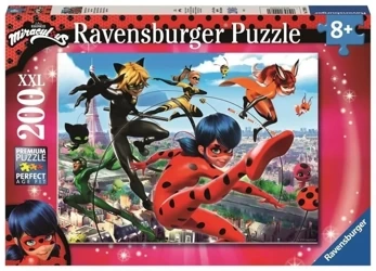 Puzzle 200 Miraculum. Biedronka i Czarny Kot XXL - Ravensburger