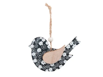 Ptak zawieszka drewniana czarna 17x10cm 2szt. - MFP