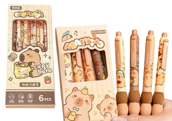 Długopisy z kapibarą 6szt - Leantoys