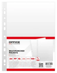 Paczka Koszulki na dokumenty Office Products PP A4 krystal 45mikr. 100szt.