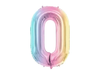 Balon foliowy 0 pastelowy tęczowy 86cm - PartyDeco