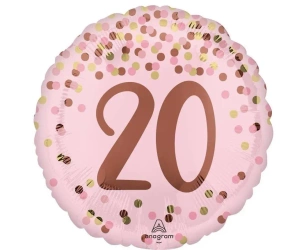 Balon foliowy Pretty pink 20th Birthday 46cm - Anagram