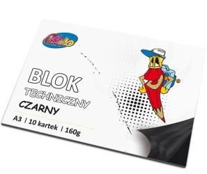 Blok techniczny A3 160g czarny 10 kartek - Alfa Pastello