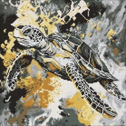 Diamentowa mozaika - Złoty żółw 40x40cm - Ideyka