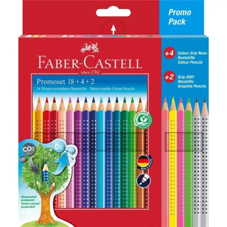Kredki ołówkowe Grip 2001 22 kolory + 2 ołówki - Faber Castell