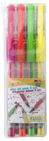 Długopis żelowy Fluo 0,8mm 4szt - Gimboo