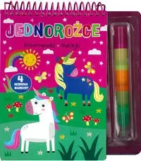 Jednorożce. Kolorowanki naklejki 4 neonowe markery - praca zbiorowa