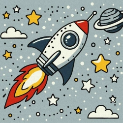 Malowanie po numerach - Rakieta kosmiczna Kids - Ideyka