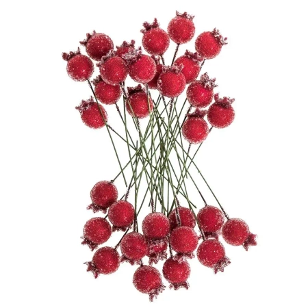 Szronione czerwone jagody 1,5cm 31szt - Dalprint dpCraft