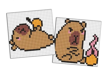 Diamentowa mozaika naklejka - Kapibara pomarańcza - Ideyka