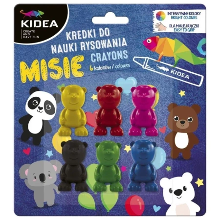 Kredki misie do nauki rysowania 6 kolorów KIDEA - DERFORM