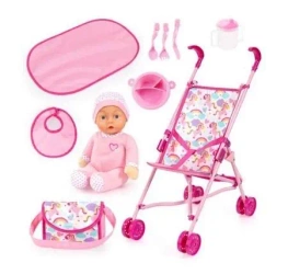 Wózek spacerówka z lalką i akcesoriami Buggy - Bayer Design