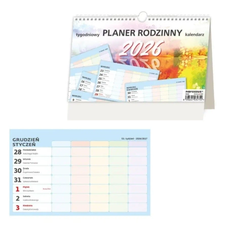 Kalendarz 2026 tygodniowy Planer Rodzinny HELMA