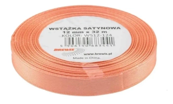 Wstążka satynowa łososiowa 12mmx32m - Brewis