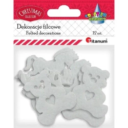 Filcowe dekory świąteczne białe 3 wzory x4szt - Titanum