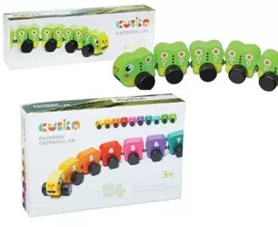 Tęczowa gąsienica drewniana MIX - Cubika