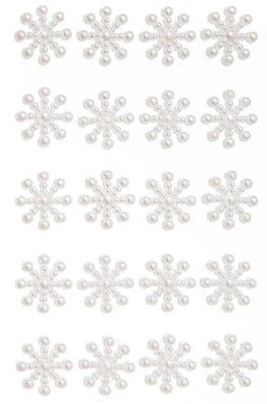 Perełki samoprzylepne śnieżynka 24szt - Dalprint dpCraft