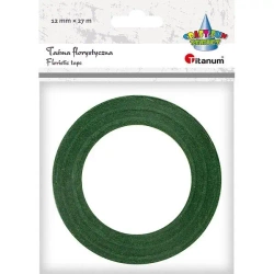 Taśma florystyczna 12mm 27m ciemnozielona - Titanum