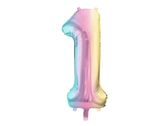 Balon foliowy 1 pastelowy tęczowy 86cm - PartyDeco