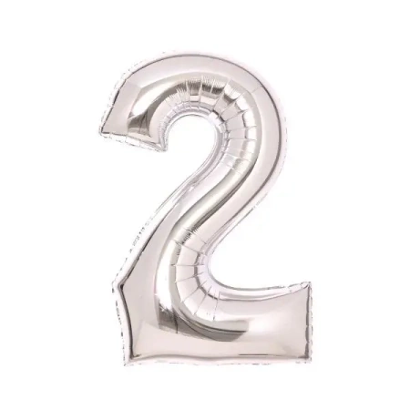 Balon foliowy cyfra 2 srebrna 51x66cm - Amscan