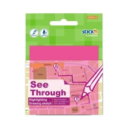 Notes samoprzylepny 76x76mm przezroczysty 50K róż - Stickn