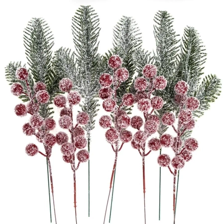 Szronione gałązki dekoracyjne z owocami 26cm 10szt - Dalprint dpCraft