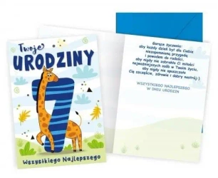 Karnet B6 Urodziny 7 żyrafa - Kukartka