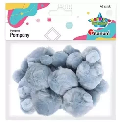 Pompony akrylowe szare mix rozmiarów 45szt - Titanum